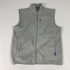 Chaps Everyday Performance Vest Mens Medium Gray Knit Full Zip Stand Collar